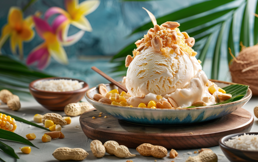 Easy Authentic Thai Coconut Ice Cream Sundae