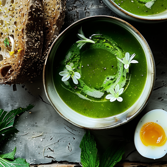 Stinging Nettle and Spring Garlic Soup